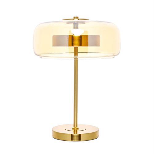 CANDEEIRO DE MESA VDR/MTL DOURADO 33X33CM