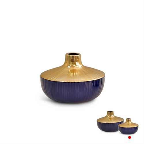 11835671 JARRA DEC. CERAMICA AZUL/OURO 19X19X14CM SG12247B