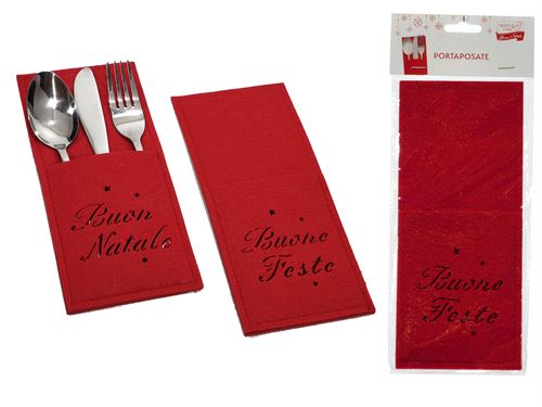 634768A SUPORTE TALHERES FELTRO NATAL 2SORTIDOS 28CM