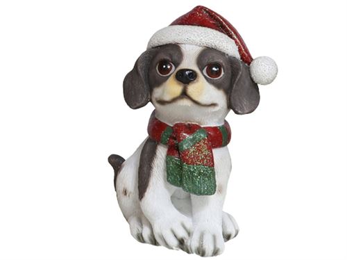 172446 FIGURA NATAL ROCKY DOG C/ CHAPEU 13X11X17 CM