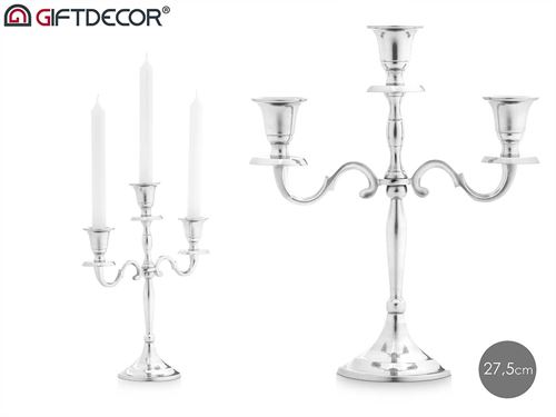 91445 CASTIÇAL METAL PRATA 3VELAS