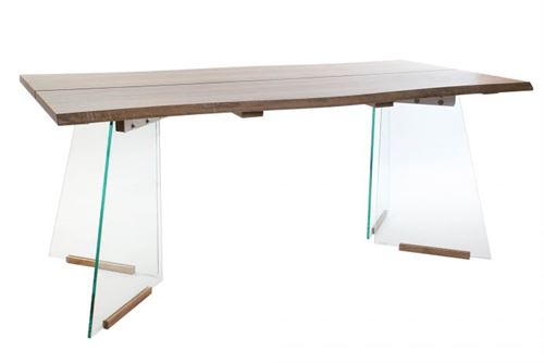 MB-155800 MESA DE JANTAR MDF VIDRO 180X90X76 CASTANHO
