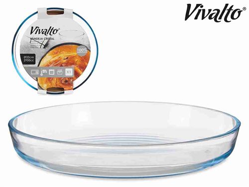 BANDEJA VDR REDONDA BOROSILICATO 32CM