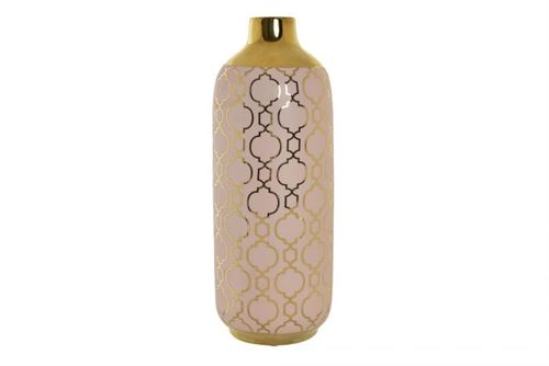 LD-194613 JARRO PORCELANA 15X15X41,5 CROMADO ROSA