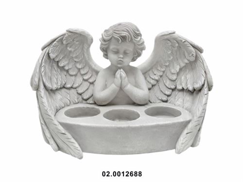 ANJO CASTIÇAL COR CINZA ANTIGO 23X14X14CM