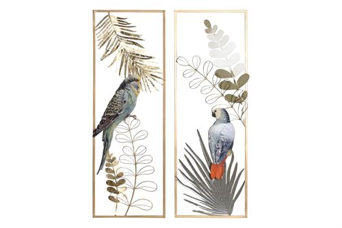 DP-202208 DECORAÇAO DE PAREDE METAL 31X5,7X89,5CM PAPAGAIO 2 MOD