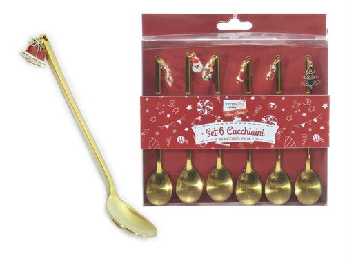 727078 SET 6 COLHERES DE NATAL DOURADO