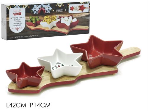 635964 BASE BAMBU COM TAÇA CERAMICA NATAL APERITIVOS