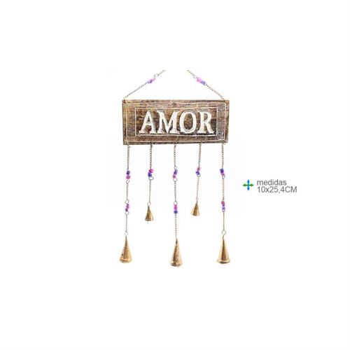 Placa Madeira AMOR 10x25,4cm