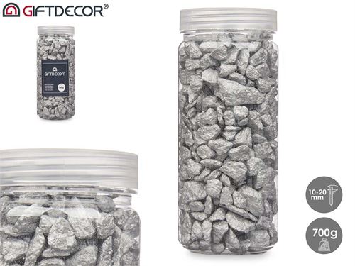 92523 FRASCO PEDRA 10/20MM METALIZADA 700G PRATA