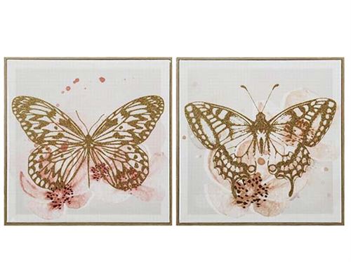 426884 QUADRO BORBOLETA 2 SURT RESINA 3D 40X40X2,5