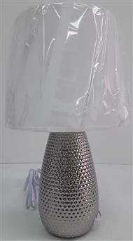 117530367 CANDEEIRO BASE CERAMICA PRATEADA 38cm