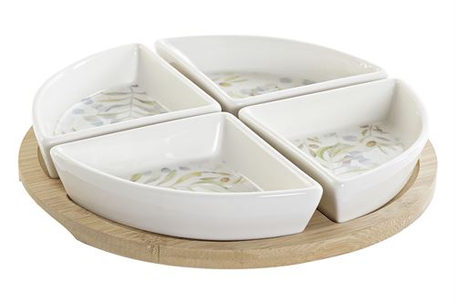 PC-188212 APERITIVO SET 5 GRES BAMBU 21,5X21,5X1 NATURAL