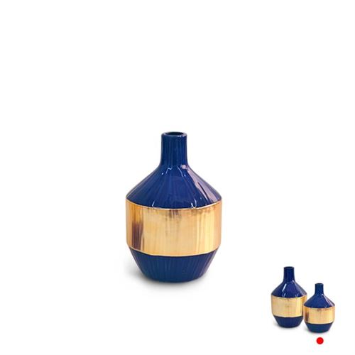 JARRA DEC. CERAMICA AZUL/OURO 16X16X24CM SG12244B