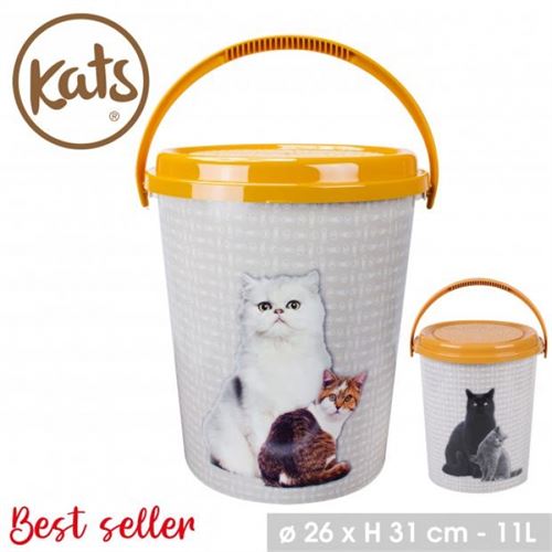 54009 BALDE PLASTICO GATOS 11LT C/TAMPA