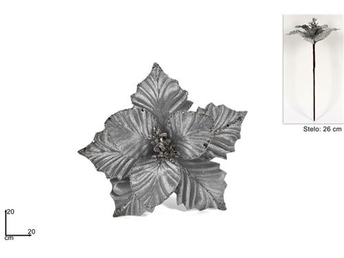 FLOR 20CM C/ GLITTER SILVER BMA-50/SILVER