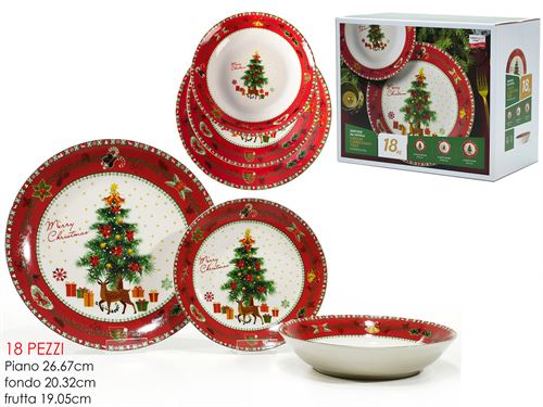 513450 SERVIÇO NATAL CERAMICA 18 PÇS VERDE