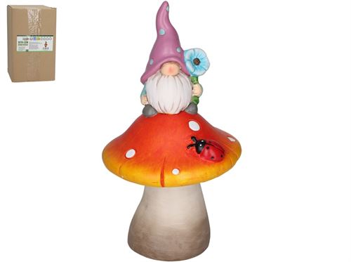 426112 COGUMELO COM DECORAÇÃO GNOMO 26X14.6X14CM