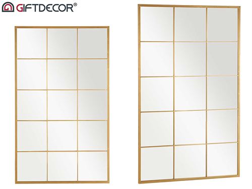 81454 ESPELHO FORMA JANELA DOURADO 150X90CM