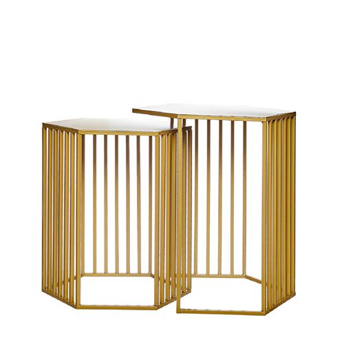 96670 CJTO. 2 MESAS HEXAGONAL - RISCADO DOURADO C 45,00 L 0,00 A 50,00