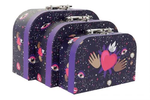 CG-191619 CAIXA SET 3 CARTÃO METAL 28X9,5X20 GOOD LUCK LILÁS
