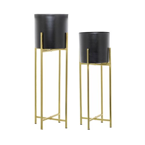 88538 FLOREIRAS METAL PRETO/DOURADO SET2 C 30,00 L 30,00 A 96,00