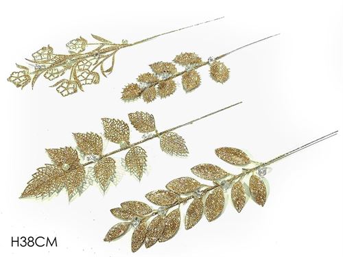 442572 HASTE FLOR OURO GLITTER 38CM 4SORT