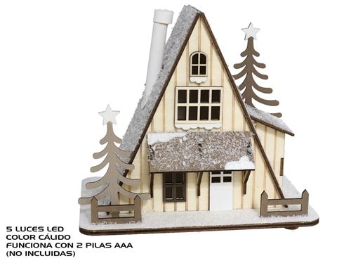 7236 CASA MADEIRA C/LUZ 18,3X12,3X16CM