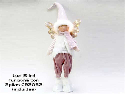 ANJO ROSA EM PÉ 15LED 60CM