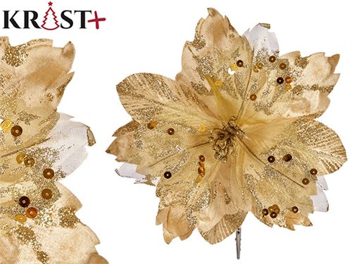 98349 FLOR NATALICIA TECIDO PEQ DOURADA 30CM