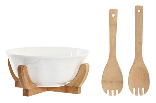 SALADEIRA SET 3 PORCELANA BAMBU 27X29X14 BRANCO