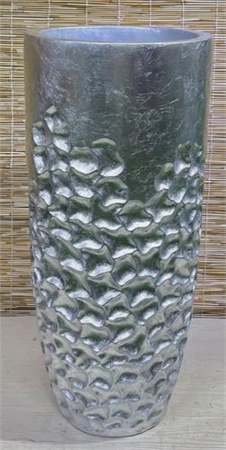 107031270 VASO DE RESINA PRATEADO 33X33X70CM