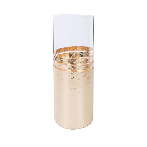80509182 CASTIÇAL DOURADO METAL E VIDRO 15.5X45CM 299393