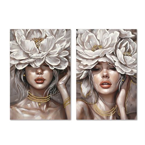 CU-218610 QUADRO TECIDO TELA MDF 60X3X90 FLOWER GIRL 2 MOD.