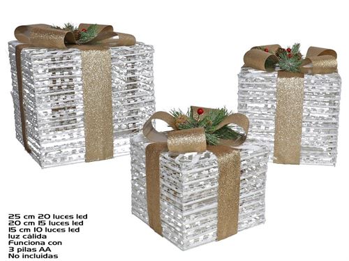 3486 CAIXAS PRESENTE LEDS SET3 15-20-25CM