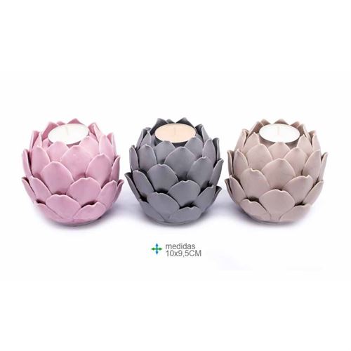 PV-75354 PORTA VELA CERÂMICA FLÔR 10X9.5CM