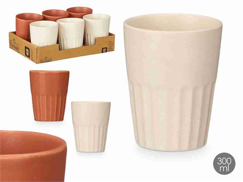 10192 COPO CERAMICA CAFE  CASTANHO BEJE 300ML