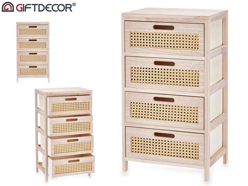 93292 MOVEL MDF E RATTAN 4 GAVETAS 42X33X78CM