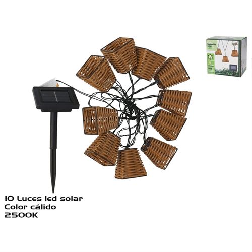 218694 GRINALDA SOLAR X10 RATTAN 10LED 3.8M