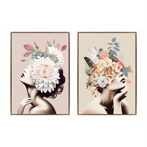 369907 QUDRO EM MOLDURA FLORES FEM 2MOD 50X70X3 CM