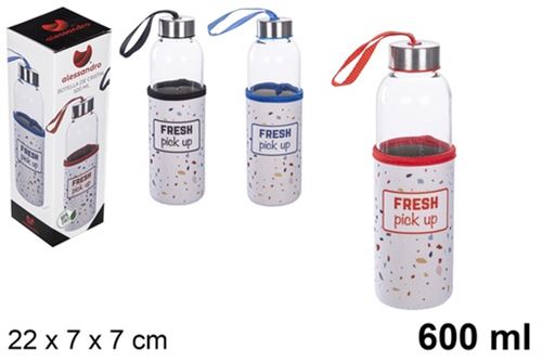 108732 GARRAFA  VIDRO COM TAMPA 600ML