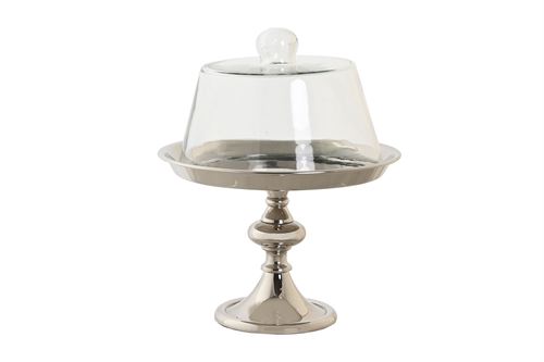 BD-205285 CENTRO MESA ALUMINIO VIDRO PRATEADO 19X19X22CM
