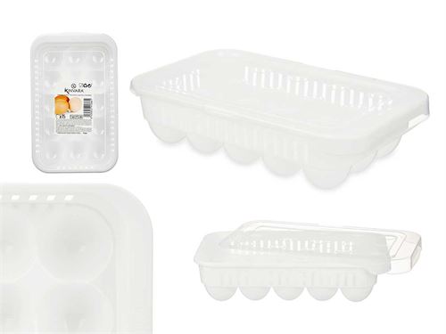 91366 SUPORTE PLASTICO PARA 15 OVOS BRANCO TRANSPARENTE