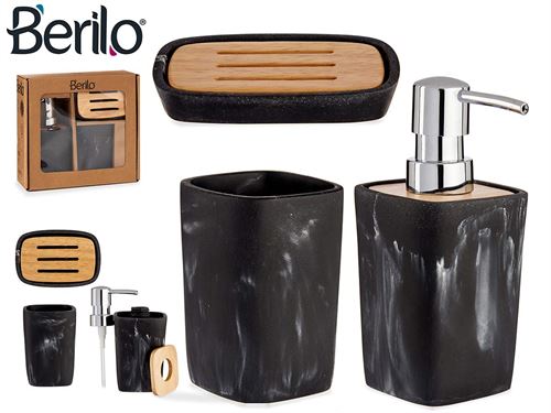 CONJ WC BAMBU/CERAMICA PRETO