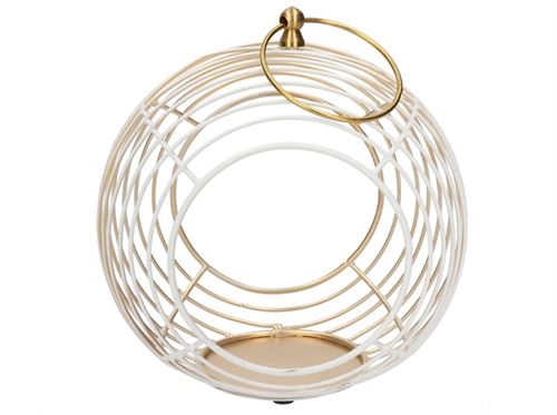 433110 LANTERNA ALMA BRANCO/DOURADO 11X18X20CM