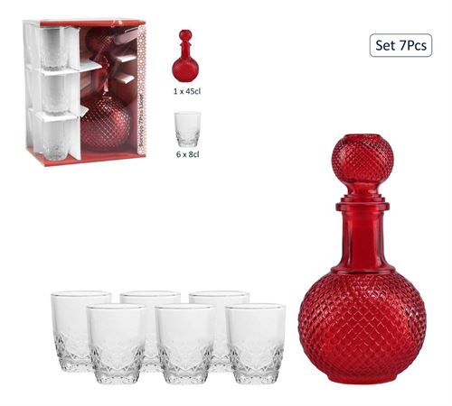 77400013 SERVIÇO 7PÇS LICOR VERMELHO