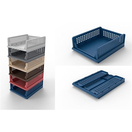 P231987962 CESTO FOLDABLE SHELF-AZUL DESDOBRA./EMPILHA. 43x33,5X14,5