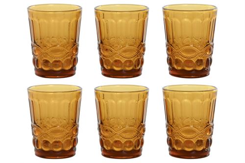 PC-211454 COPO VIDRO PK6 240ML RELEVO AMBAR