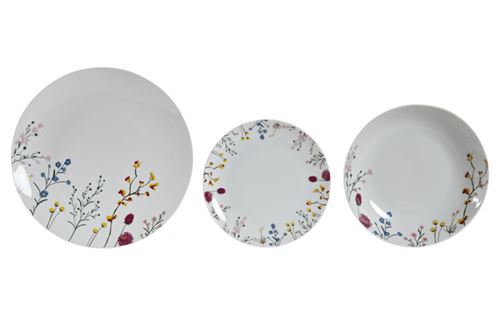 LOIÇA SET 18 PORCELANA 27X27X3 FLORES MULTICOR