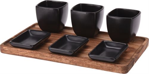 CONJUNTO APERITIVOS CERAMICA BASE BAMBOO 26X8X16CM